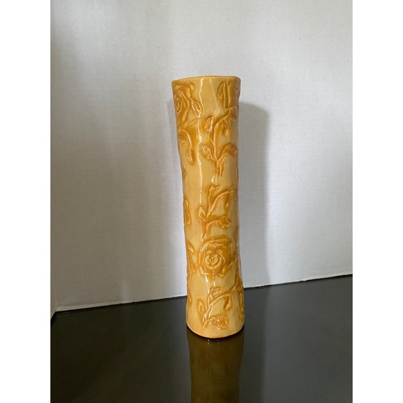 Studio B by Magenta (Early Rae Dunn) 14.5" Yellow Rose Pattern Vase - Picture 5 of 9